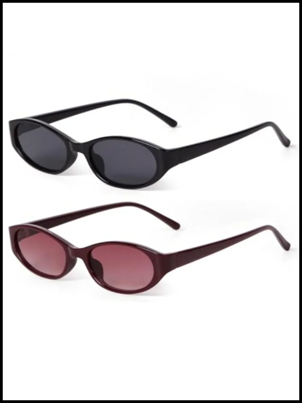 Retro Small Oval Sunglasses Women Vintage 90s Cat Eye Narrow Sun